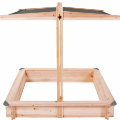 IDMarket Bac à sable en bois avec toit gris refermable*Enfant Jeux Enfant|Loisirs Et Jeux D'Exterieur