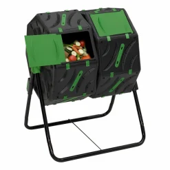 IDMarket Bac de compostage rotatif double 140L* Entretien Du Jardin Et Accessoires