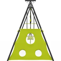 IDMarket Balançoire 4 portiques pour jardin avec panier de basket et but de foot*Enfant Jeux Enfant|Loisirs Et Jeux D'Exterieur