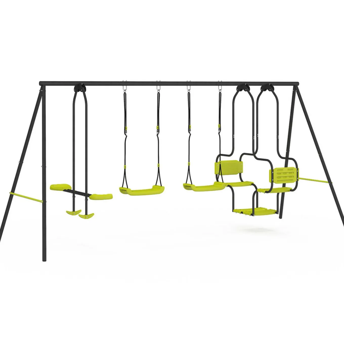 IDMarket Balançoire verte avec 4 agrès pour 6 enfants*Enfant Jeux Enfant|Loisirs Et Jeux D'Exterieur