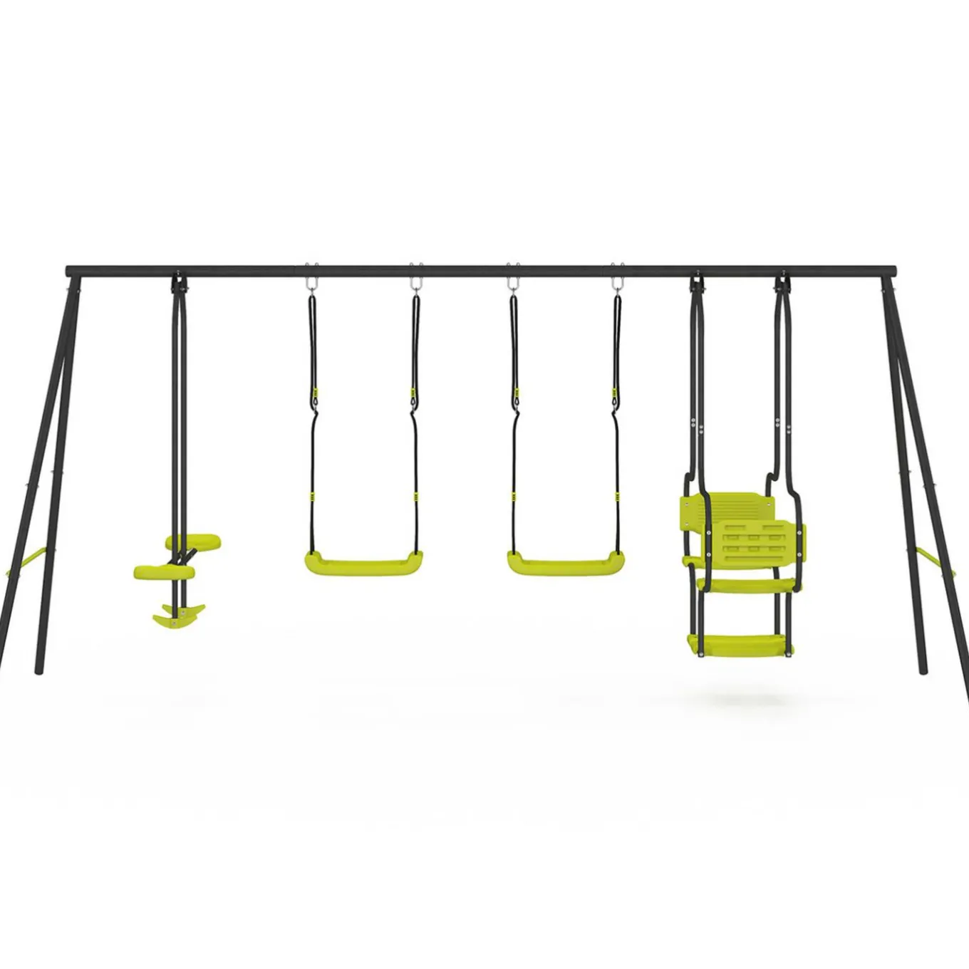 IDMarket Balançoire verte avec 4 agrès pour 6 enfants*Enfant Jeux Enfant|Loisirs Et Jeux D'Exterieur