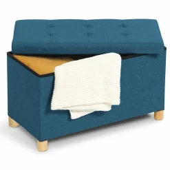 IDMarket Banc coffre bleu canard 76 cm* Bancs D'Entrée|Chambre Complète Adulte