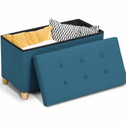 IDMarket Banc coffre bleu canard 76 cm* Bancs D'Entrée|Chambre Complète Adulte