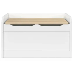 IDMarket Banc coffre de rangement enfant 60 cm en bois blanc et hêtre*Enfant Meubles Rangement Jouet|Meubles Enfant