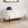 IDMarket Banc coffre rangement pieds métal noir 100 cm tissu bouclette blanc* Bancs D'Entrée|Chambre Complète Adulte
