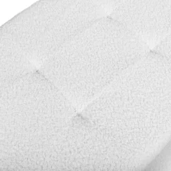 IDMarket Banc coffre rangement pieds métal noir 100 cm tissu bouclette blanc* Bancs D'Entrée|Chambre Complète Adulte