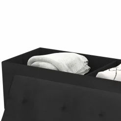 IDMarket Banc de rangement velours noir avec pieds métal doré 100 cm* Bancs D'Entrée|Chambre Complète Adulte