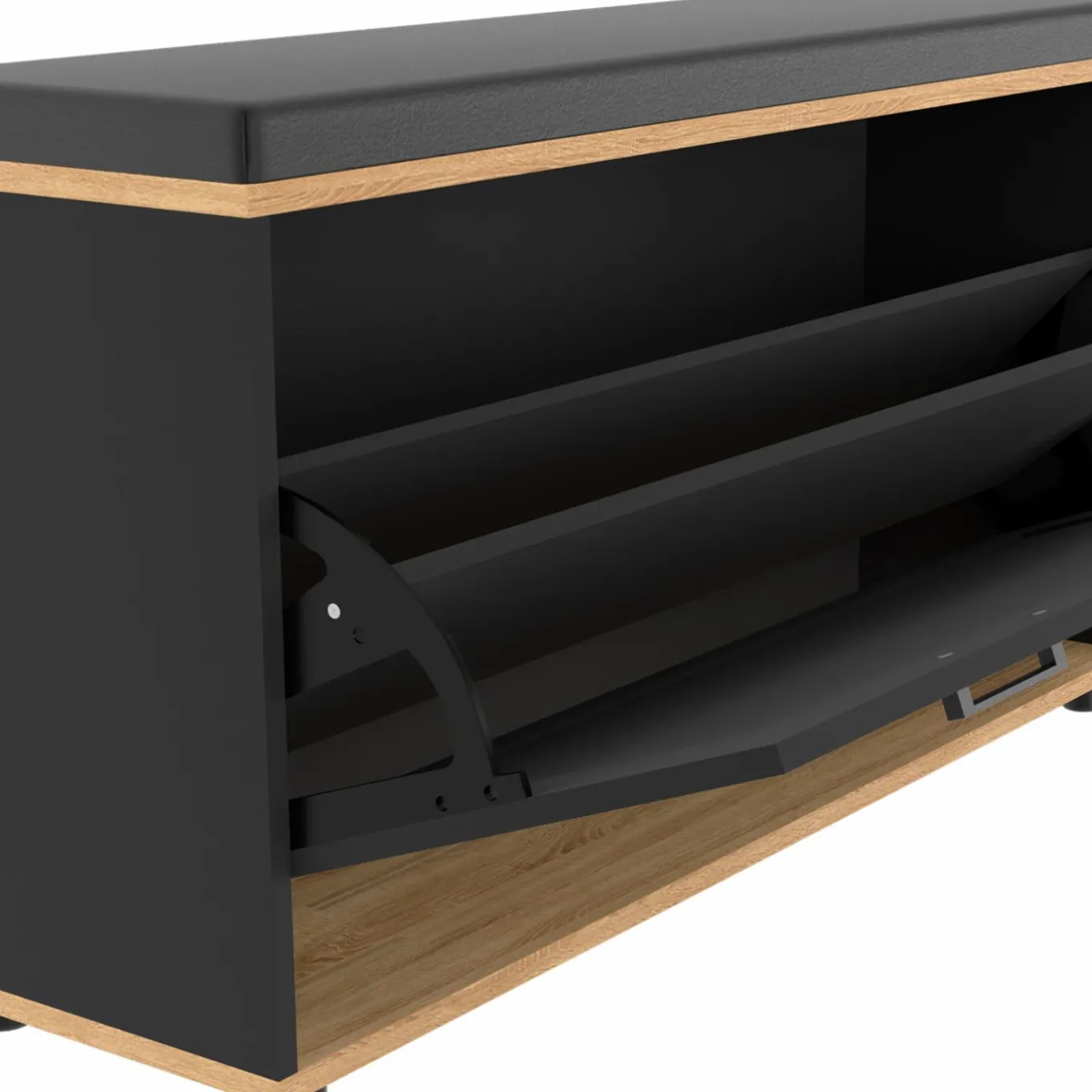 IDMarket Banc d'entrée noir avec coussin et rangement chaussures* Meubles Noirs|Collection Contemporaine