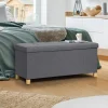 IDMarket Banquette rangement tissu gris en lin* Meubles Bas|Bancs D'Entrée
