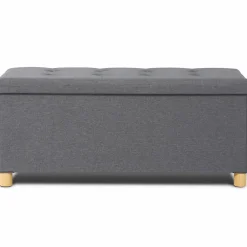 IDMarket Banquette rangement tissu gris en lin* Meubles Bas|Bancs D'Entrée