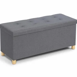 IDMarket Banquette rangement tissu gris en lin* Meubles Bas|Bancs D'Entrée