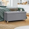 IDMarket Banquette rangement tissu gris clair en lin* Bancs D'Entrée|Chambre Complète Adulte