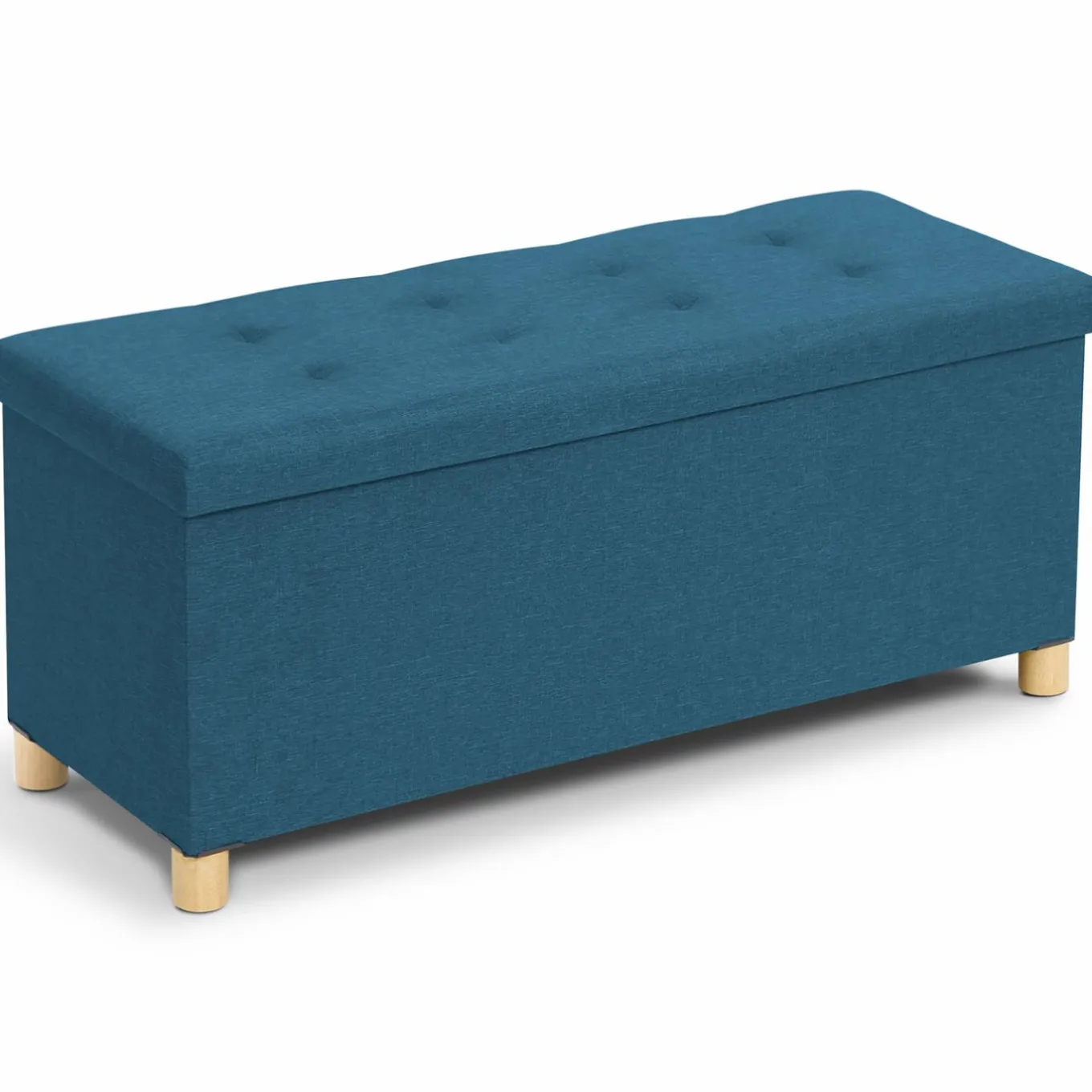 IDMarket Banquette rangement tissu bleu canard en lin* Meubles Bas|Bancs D'Entrée