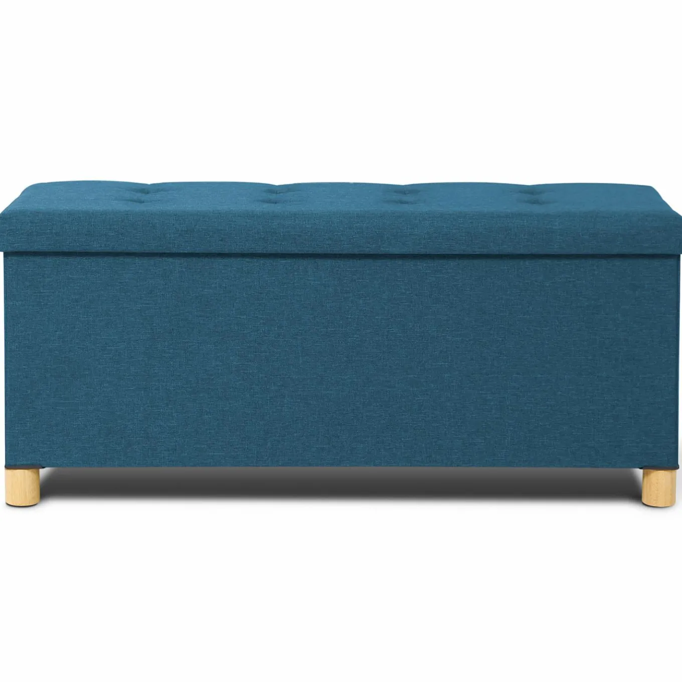 IDMarket Banquette rangement tissu bleu canard en lin* Meubles Bas|Bancs D'Entrée