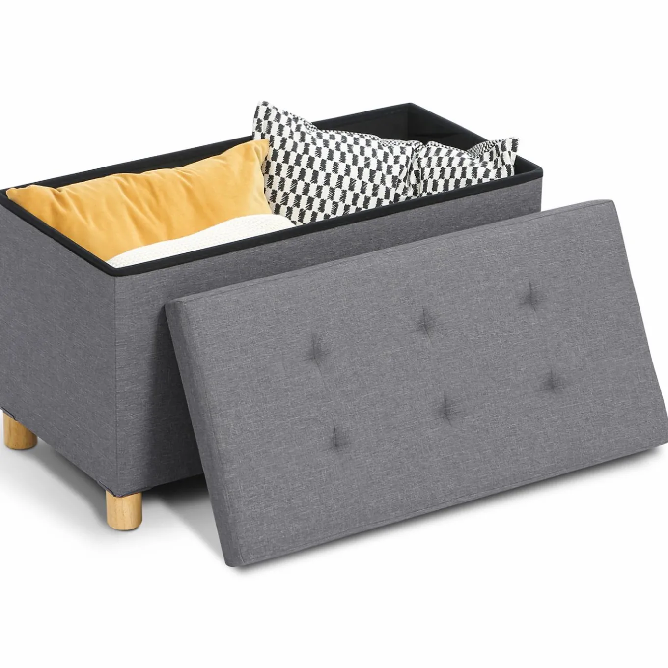 IDMarket Banquette rangement tissu gris anthracite en lin* Bancs D'Entrée|Chambre Complète Adulte