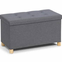 IDMarket Banquette rangement tissu gris anthracite en lin* Bancs D'Entrée|Chambre Complète Adulte