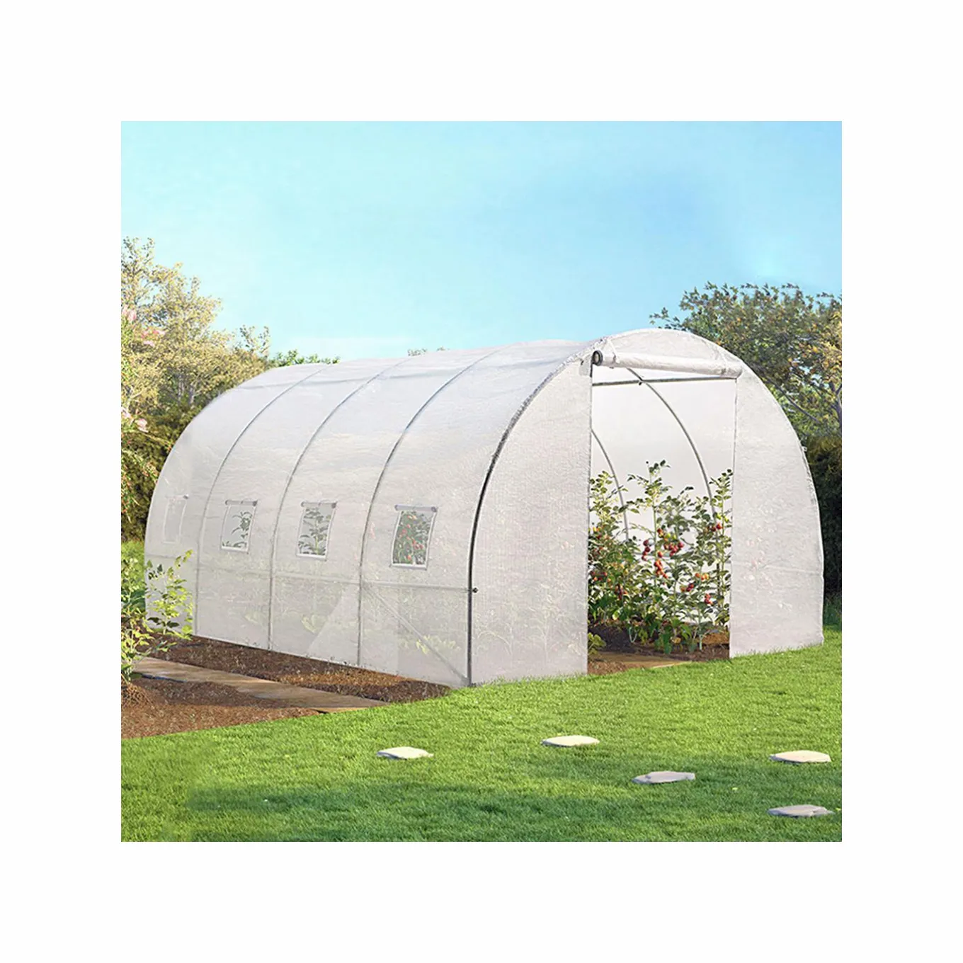 IDMarket Bâche de rechange pour serre tunnel 12m² blanche* Bâches Pour Serres Et Accessoires