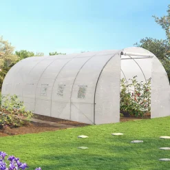 IDMarket Bâche de rechange pour serre tunnel 18 m² blanche CRIMÉE* Bâches Pour Serres Et Accessoires