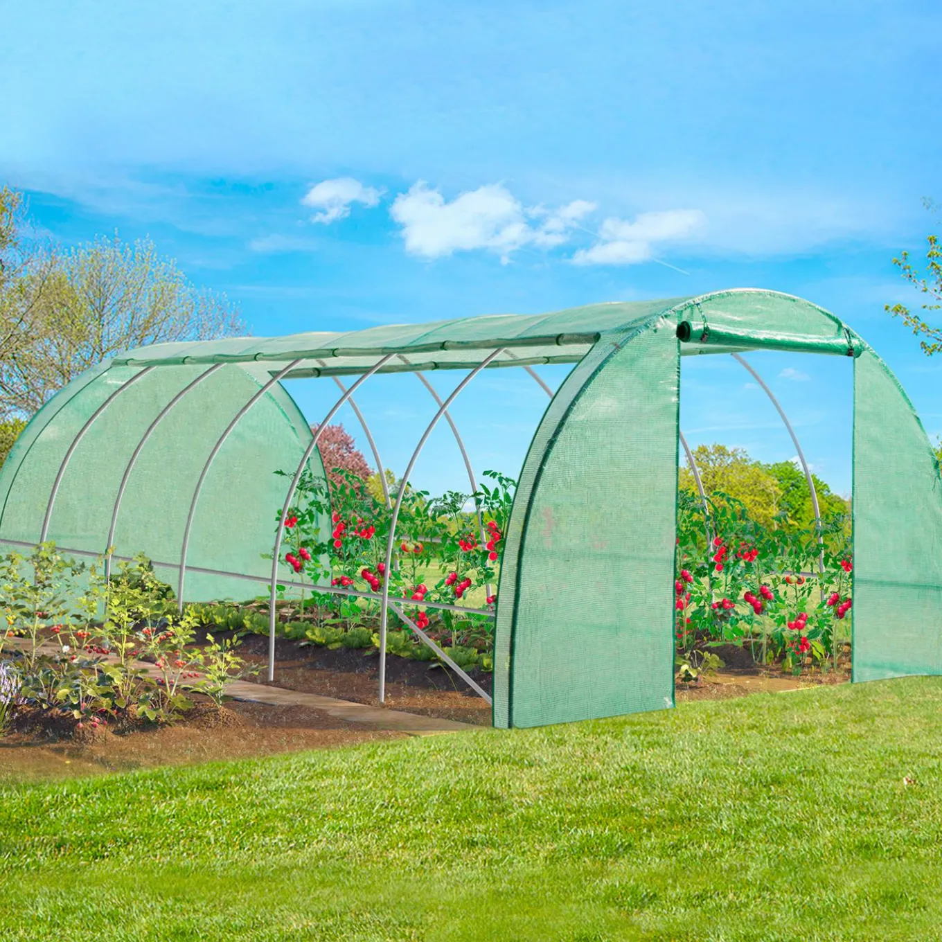 IDMarket Bâche serre tunnel relevable verte 3x6m* Bâches Pour Serres Et Accessoires