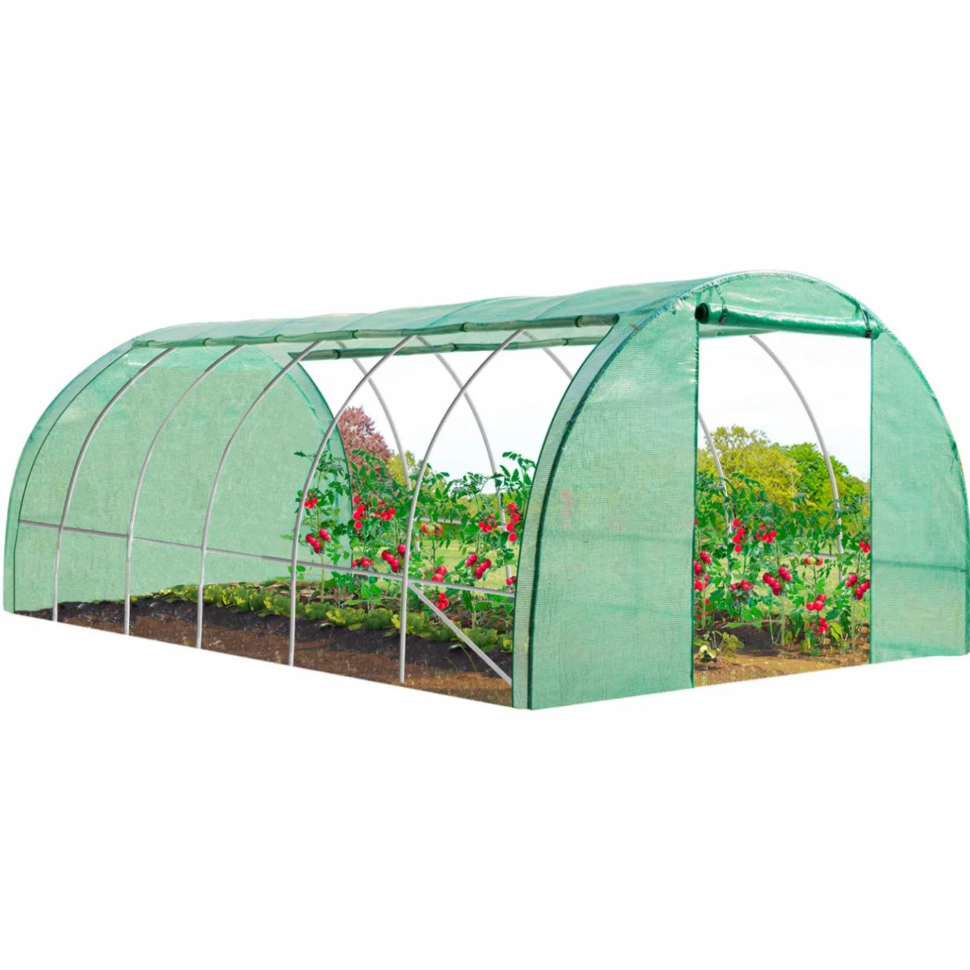 IDMarket Bâche serre tunnel relevable verte 3x6m* Bâches Pour Serres Et Accessoires