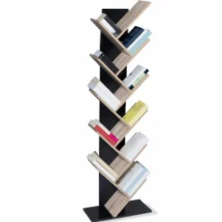 IDMarket Bibliothèque arbre bois noir et façon hêtre 10 niveaux* Meubles Hauts|Collection Design