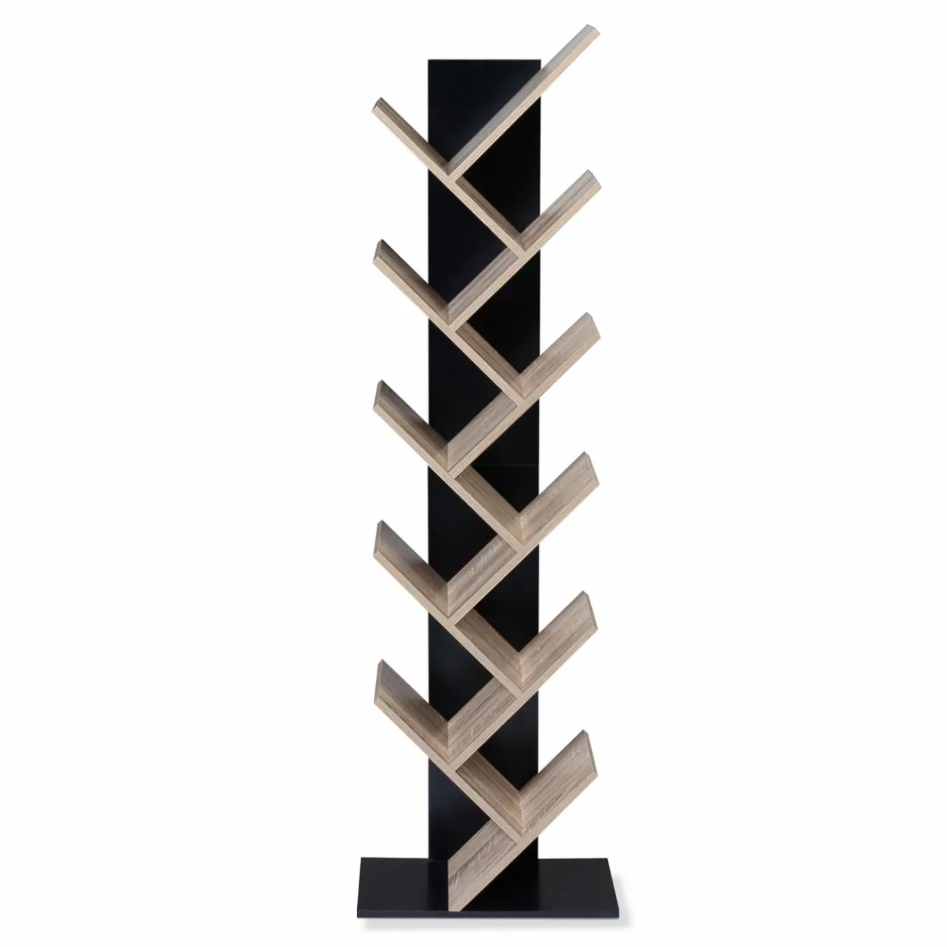 IDMarket Bibliothèque arbre bois noir et façon hêtre 10 niveaux* Meubles Hauts|Collection Design
