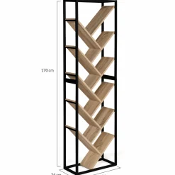 IDMarket Bibliothèque arbre style industriel bois et métal 10 niveaux* Meubles Hauts|Collection Agencement Magasin