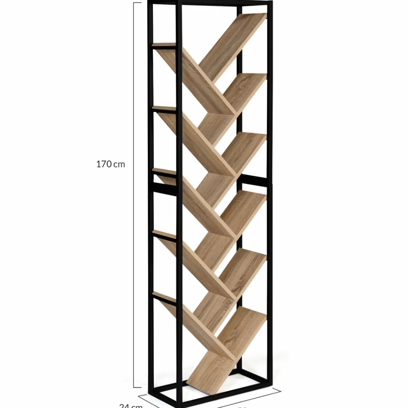 IDMarket Bibliothèque arbre style industriel bois et métal 10 niveaux* Meubles Hauts|Collection Agencement Magasin