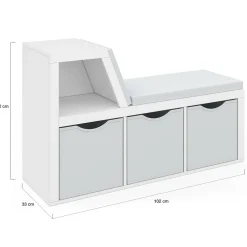 IDMarket Bibliothèque banc blanche bacs en tissu* Etagères|Bancs D'Entrée
