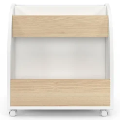 IDMarket Bibliothèque enfant sur roulettes hêtre et blanc*Enfant Meubles Blancs|Meubles En Bois