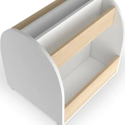 IDMarket Bibliothèque enfant sur roulettes hêtre et blanc*Enfant Meubles Blancs|Meubles En Bois