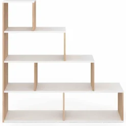 IDMarket Bibliothèque escalier bois et blanc 6 cases* Meubles En Bois|Collection Design