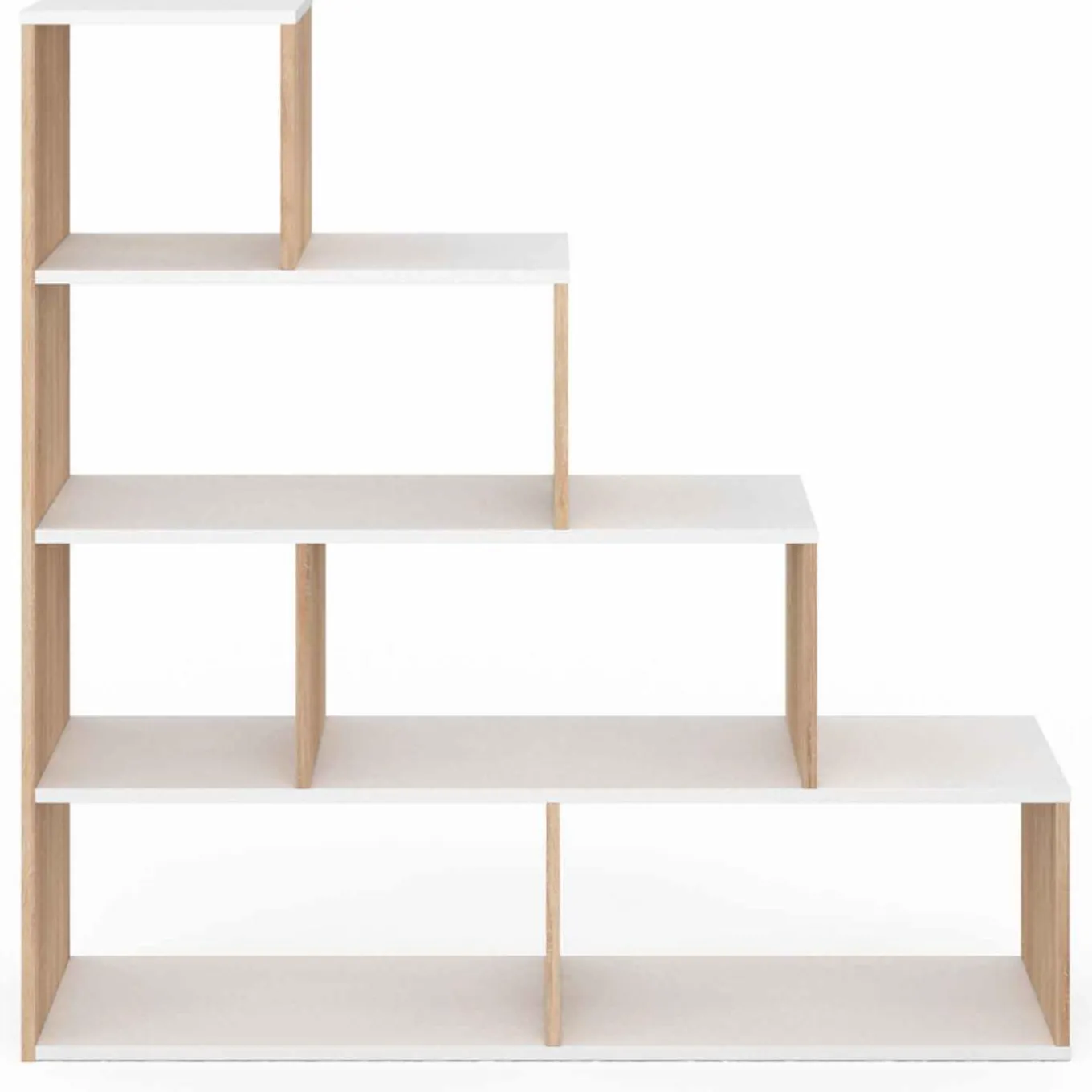 IDMarket Bibliothèque escalier bois et blanc 6 cases* Meubles En Bois|Collection Design