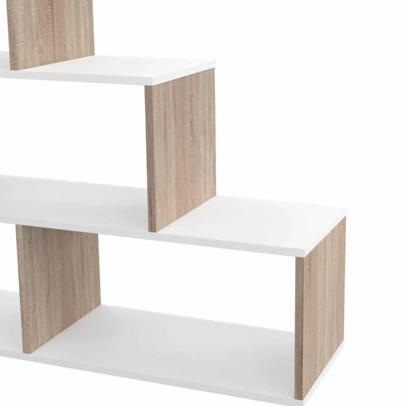 IDMarket Bibliothèque escalier bois et blanc 6 cases* Meubles En Bois|Collection Design
