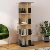 IDMarket Bibliothèque rotative 4 niveaux noir et effet bois* Meubles Noirs|Meubles En Bois
