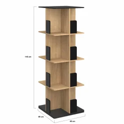 IDMarket Bibliothèque rotative 4 niveaux noir et effet bois* Meubles Noirs|Meubles En Bois