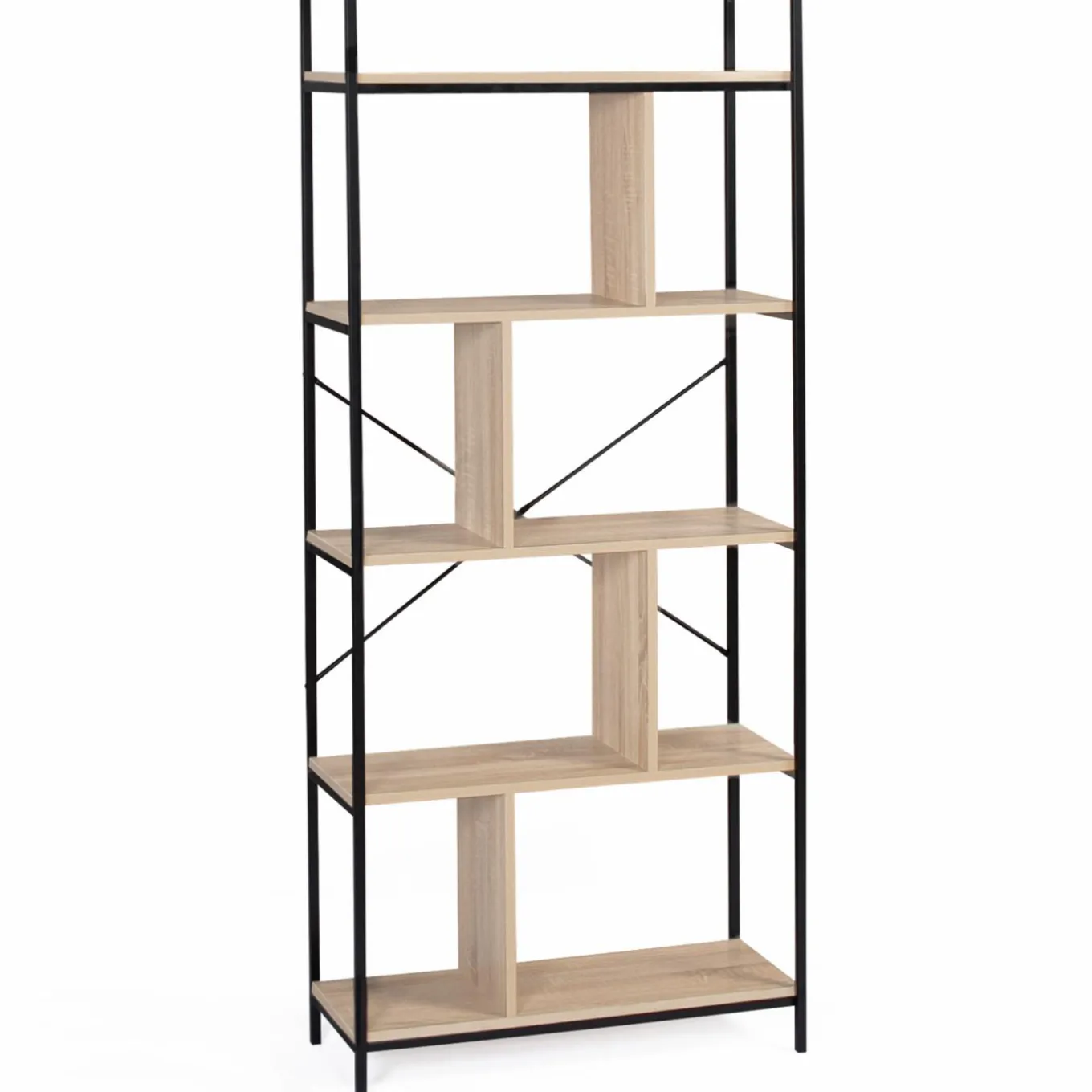 IDMarket Bibliothèque style industriel bois et métal 5 niveaux* Meubles Hauts|Collection Agencement Magasin