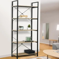 IDMarket Bibliothèque style industriel bois et métal* Meubles Hauts|Meubles En Bois