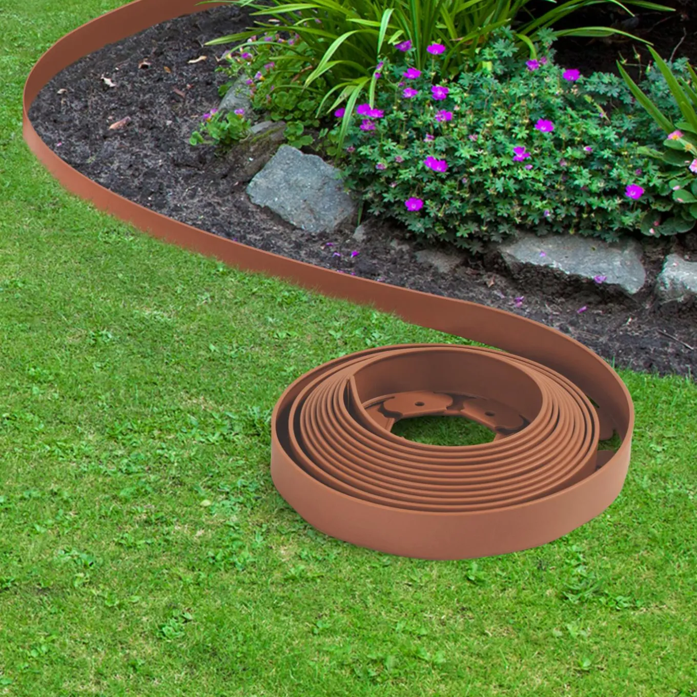 IDMarket Bordure de jardin flexible marron terracotta à planter* Bordures De Jardin