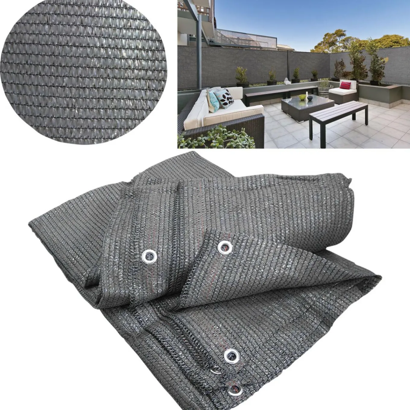 IDMarket Brise vue 1,80 m x 10 m gris occultant 90 g m²* Brise-Vues