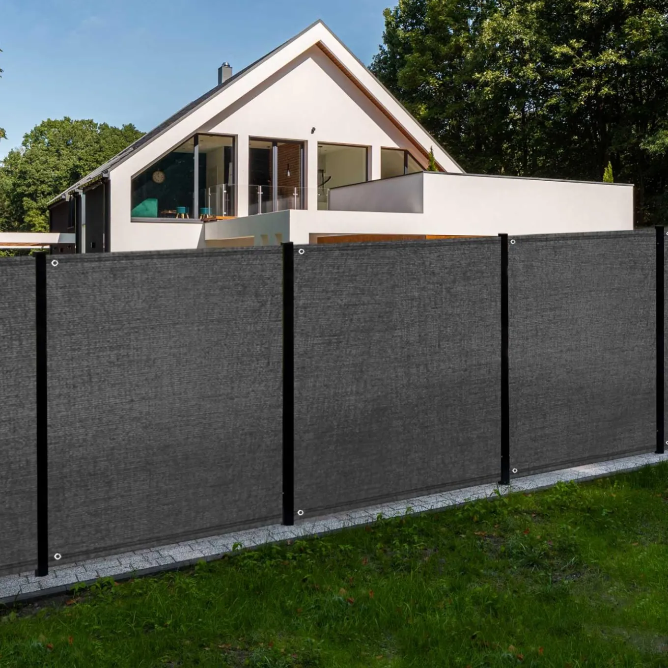 IDMarket Brise vue 1,5 m x 10 m gris occultant 150 gr/m²* Brise-Vues