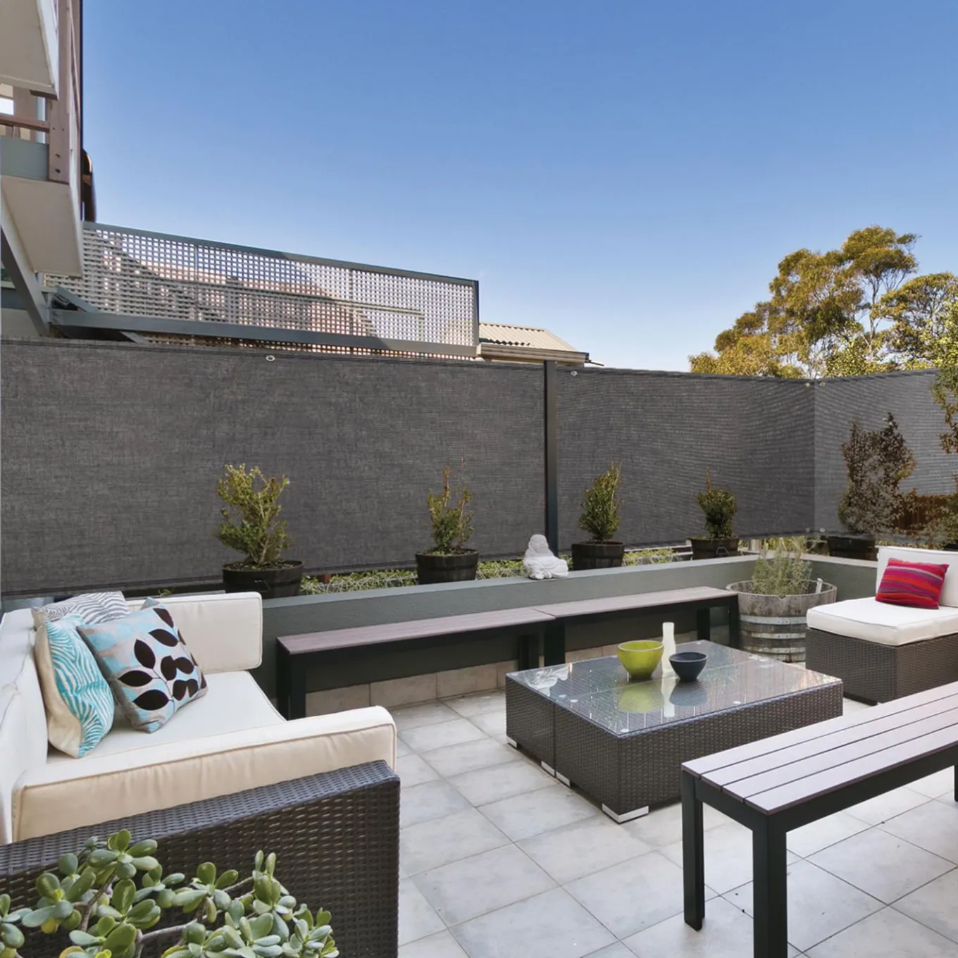 IDMarket Brise vue 1,5 m x 10 m gris occultant 150 gr/m²* Brise-Vues