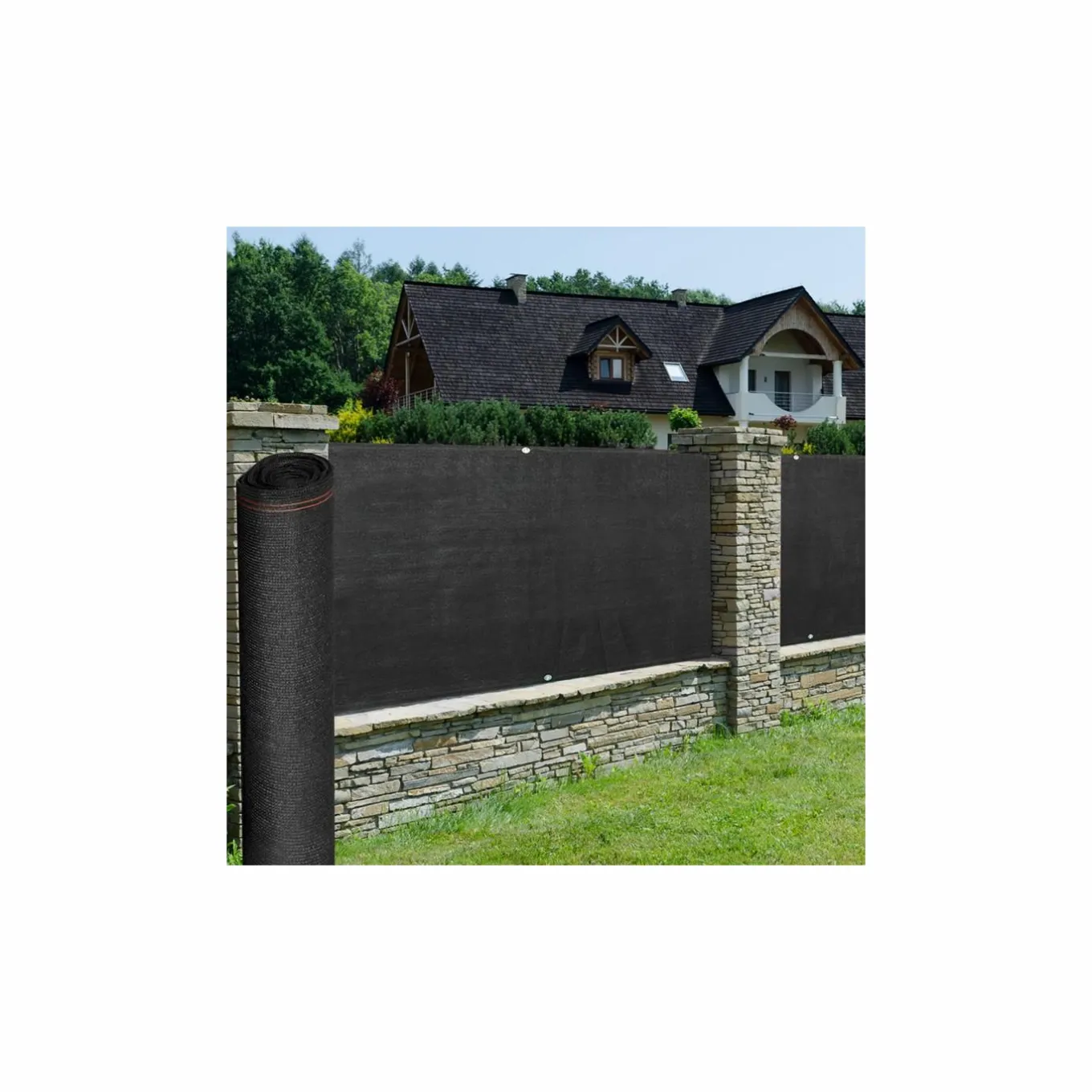 IDMarket Brise vue 1,5 m x 10m noir occultant 300 g m²* Brise-Vues