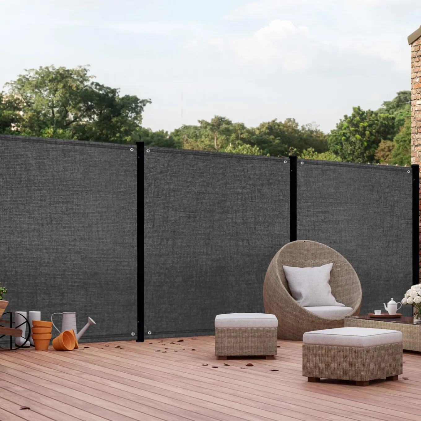 IDMarket Brise vue gris 1,2 m x 10 m occultant 400 g/m²* Brise-Vues