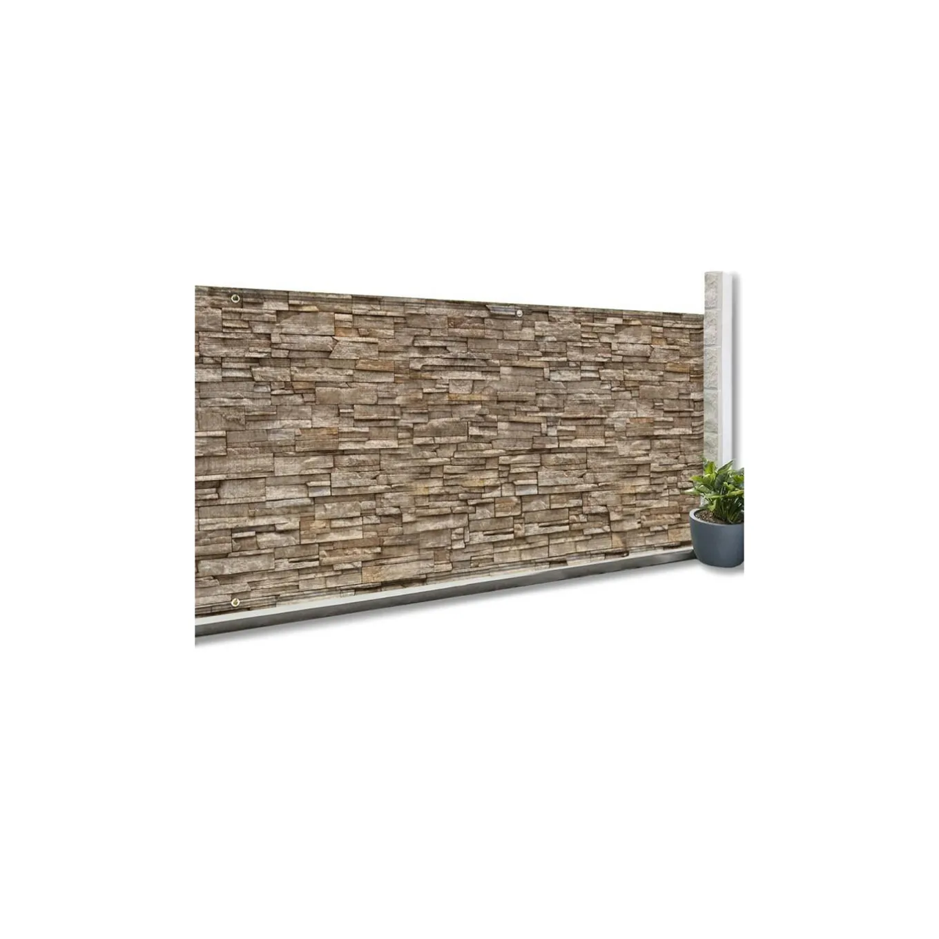 IDMarket Brise vue imitation pierre 1,5 x 10m* Brise-Vues