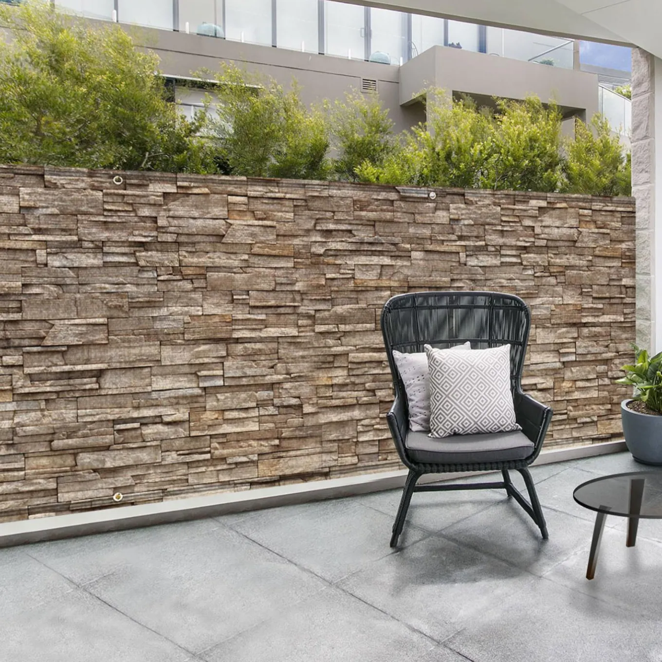 IDMarket Brise vue imitation pierre 1 x 10m* Brise-Vues