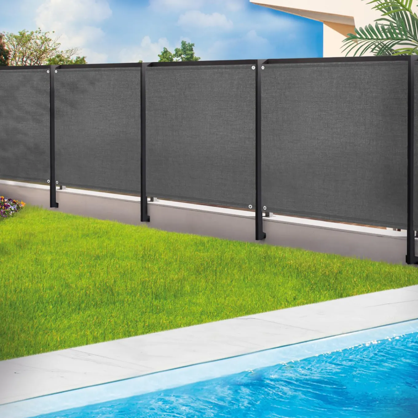 IDMarket Brise vue 1,8m x 10m gris occultant 220g m2* Brise-Vues