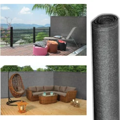 IDMarket Brise vue 1M x 10M gris occultant 220g m²* Brise-Vues