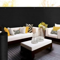 IDMarket Brise vue 1,5m x 10m noir occultant 220g m²* Brise-Vues