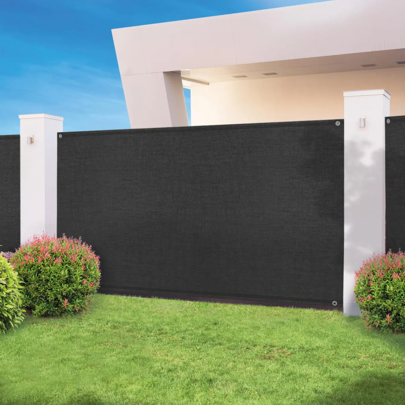 IDMarket Brise vue noir 2 m x 10 m occultant 300 gr/m²* Brise-Vues